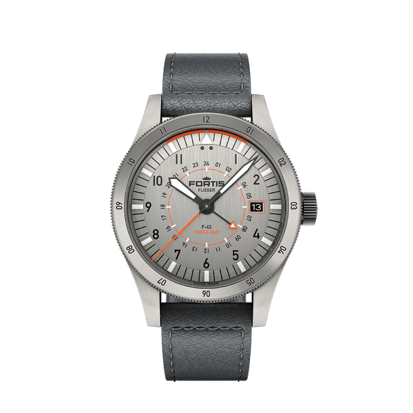 Flieger F-43 Triple-GMT Titanium Orange AS / Front