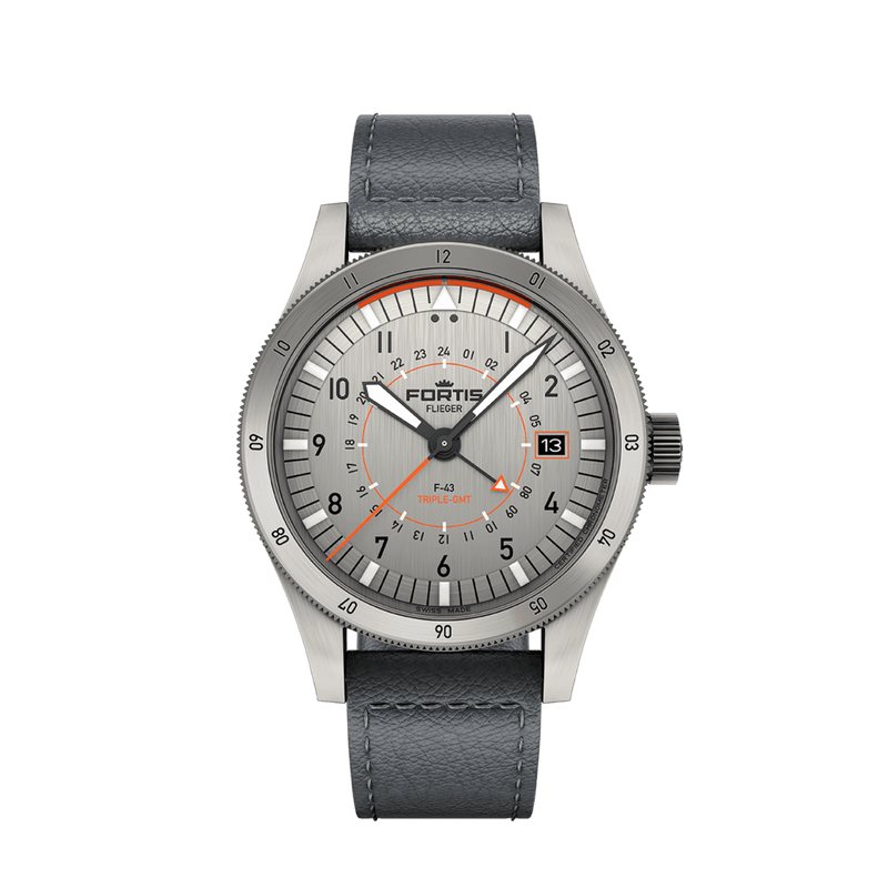 Flieger F-43 Triple-GMT Titanium Orange AS / Front